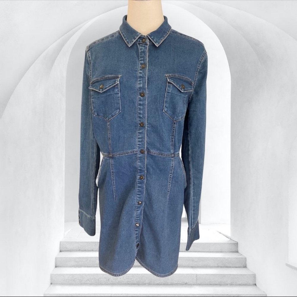 Free People Button Down Denim Mini Dress